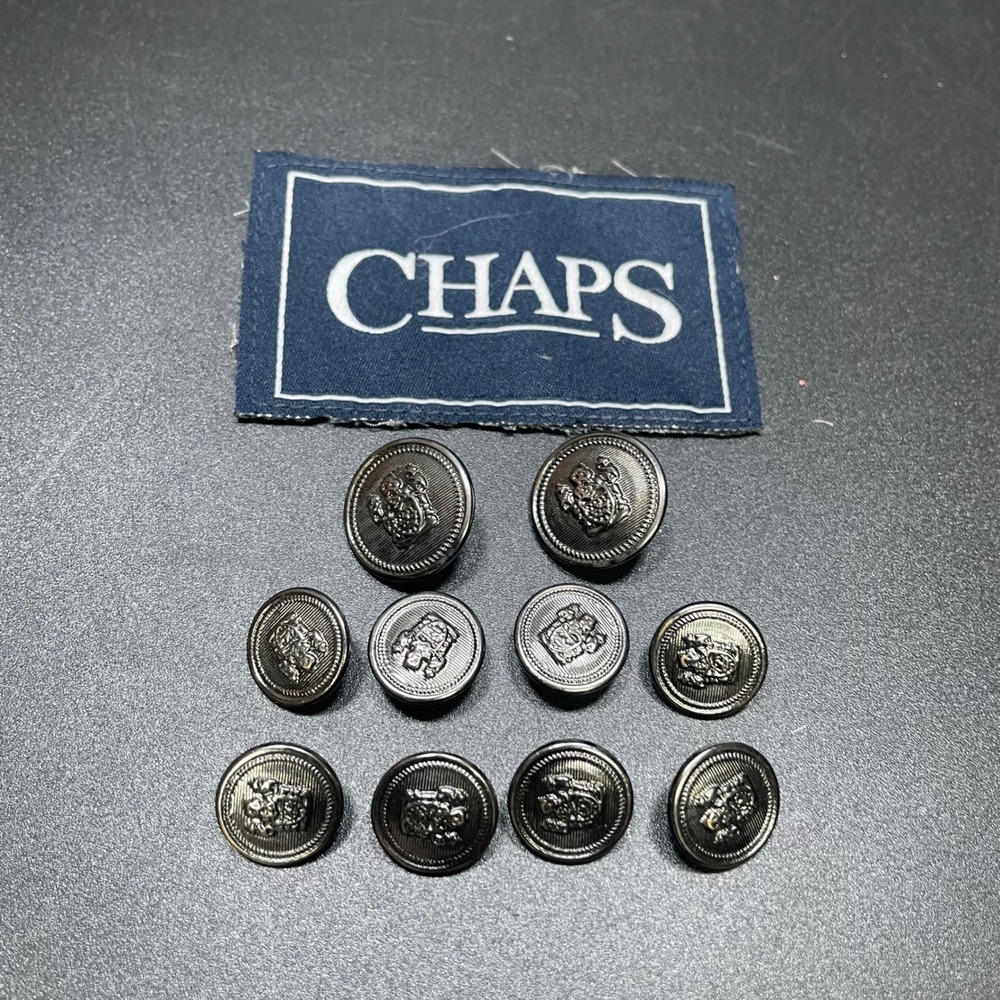 Vintage Chaps Blazer Buttons Men Silver Crest Embossed Replacement Set of 10